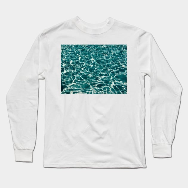 Blue Ocean Waves Pattern Long Sleeve T-Shirt by JC's Fitness Co.